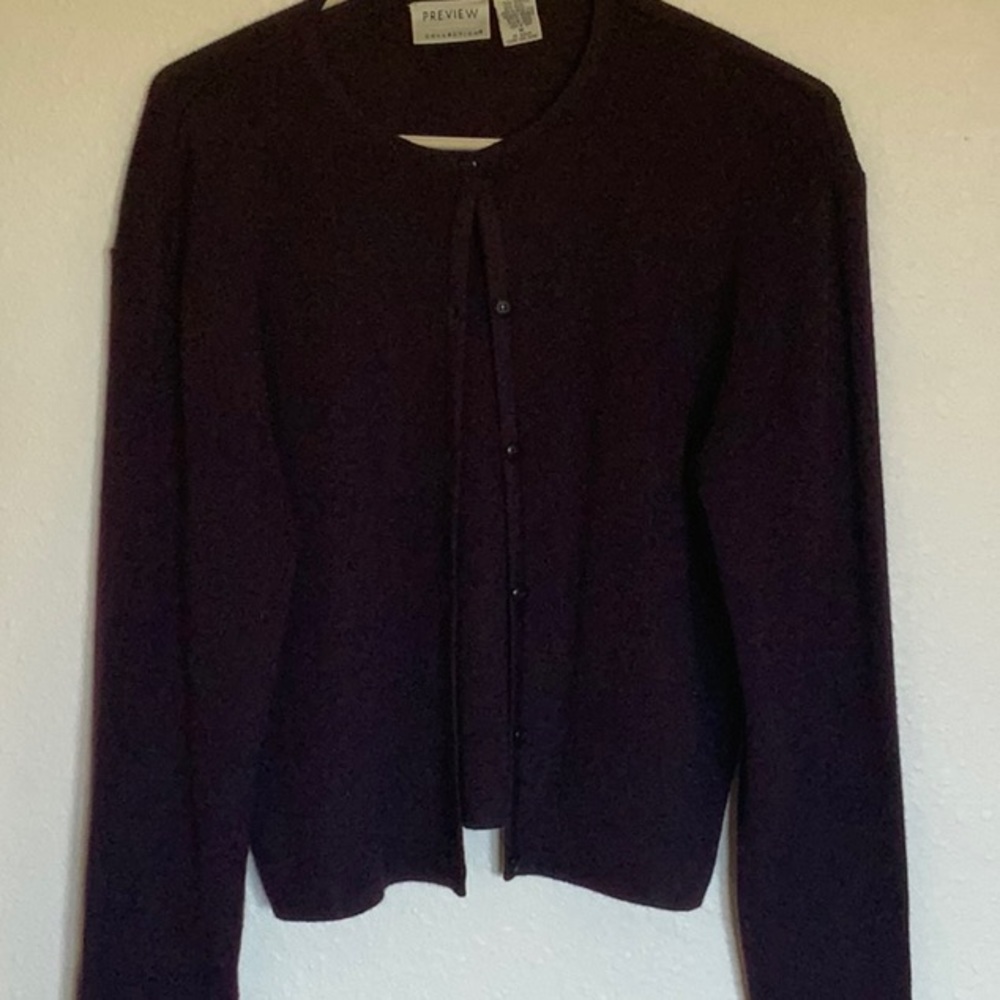 Preview acrylic wool deep purple cardigan sweater in Size Medium